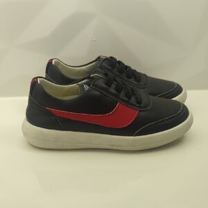 Little Boys Stylish Black & Red Toddler Kids Shoes - Size 9.5 New